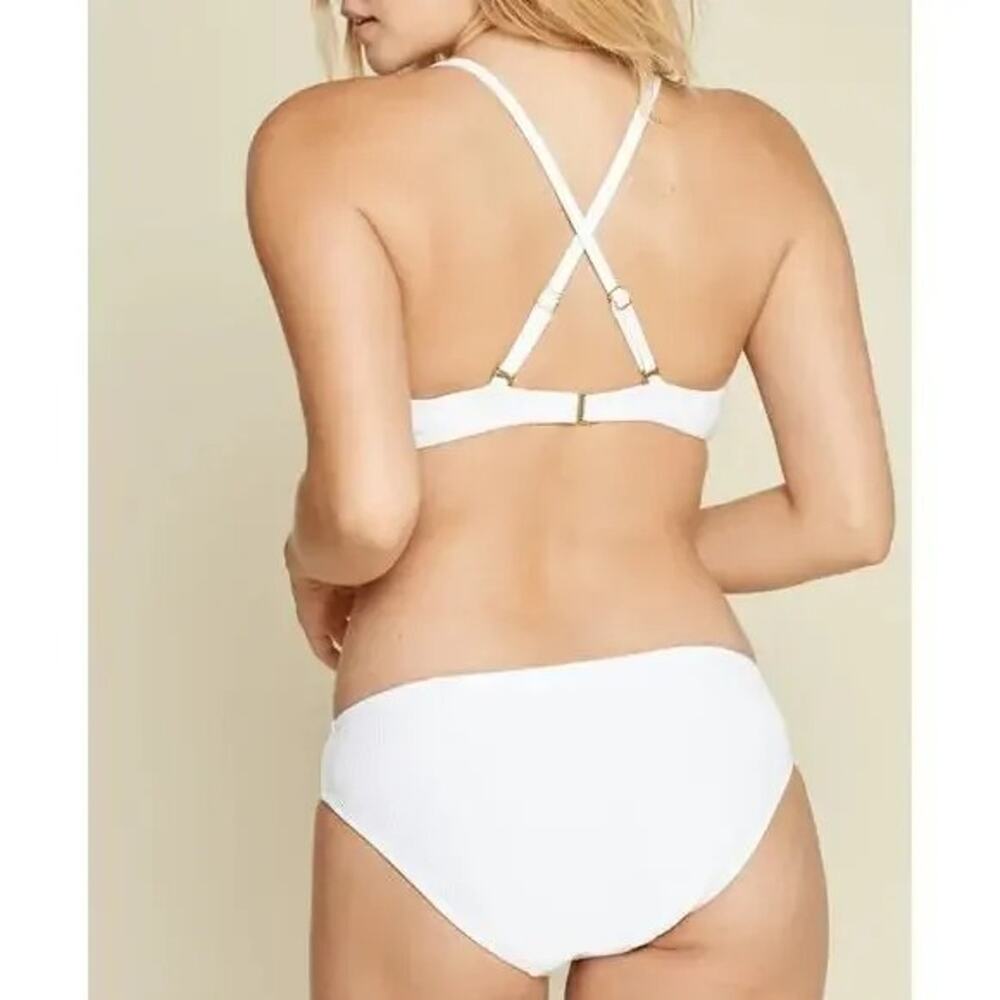 NWT Andie Swim The Bikini Ribbed Bottom Medium Coverage Low Rise M Coco White